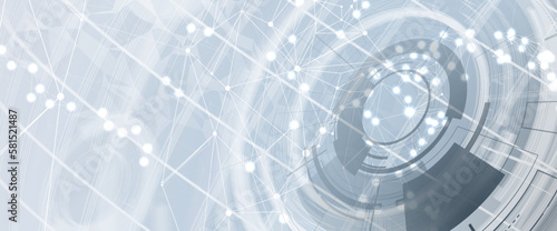Quantum processing. Deep learning artificial intelligence. Future new technology  for business or science presentation