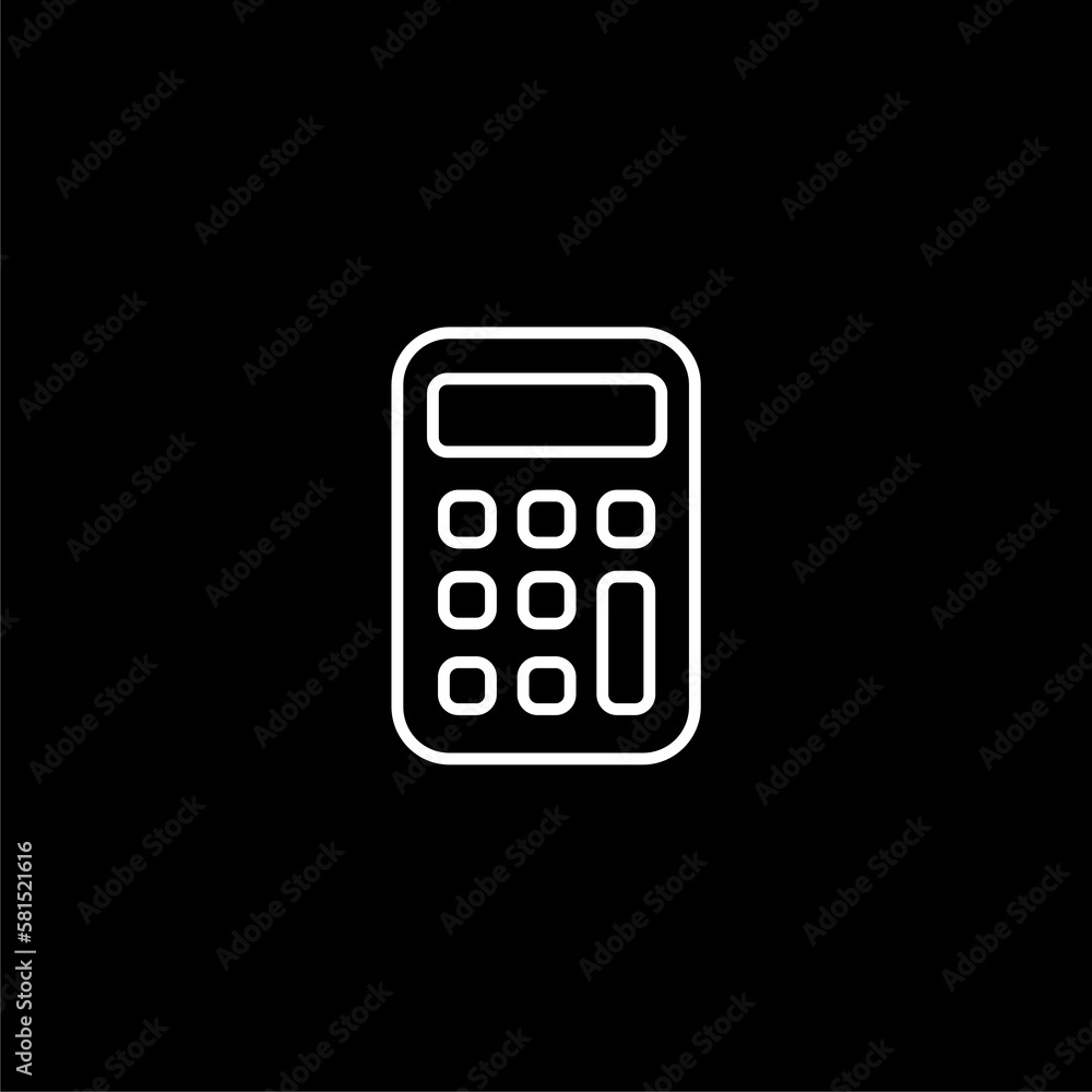 Calculator line icon isolated on black background Calculator line icon isolated on black background