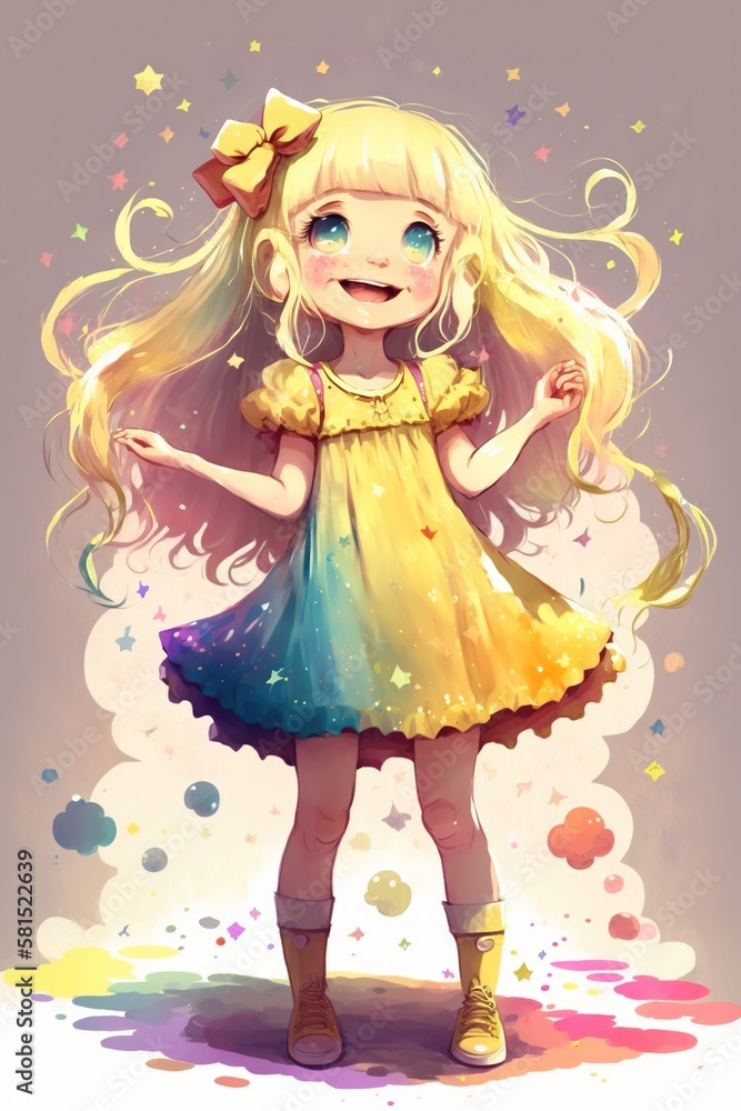 A Delightful Digital Art Character with Yellow Hair and a Playful Smile _Generative AI A Delightful Digital Art Character with Yellow Hair and a Playful Smile _Generative AI