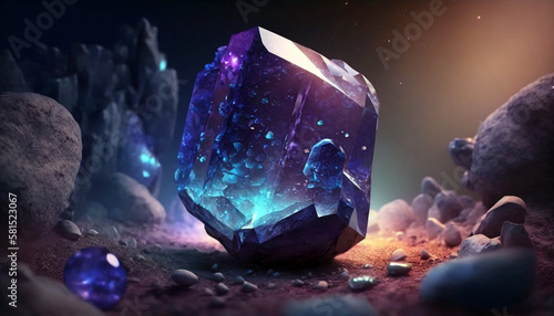 Natural beauty of Space Tanzanite stone, gradient of blue and purple color. Generative AI.