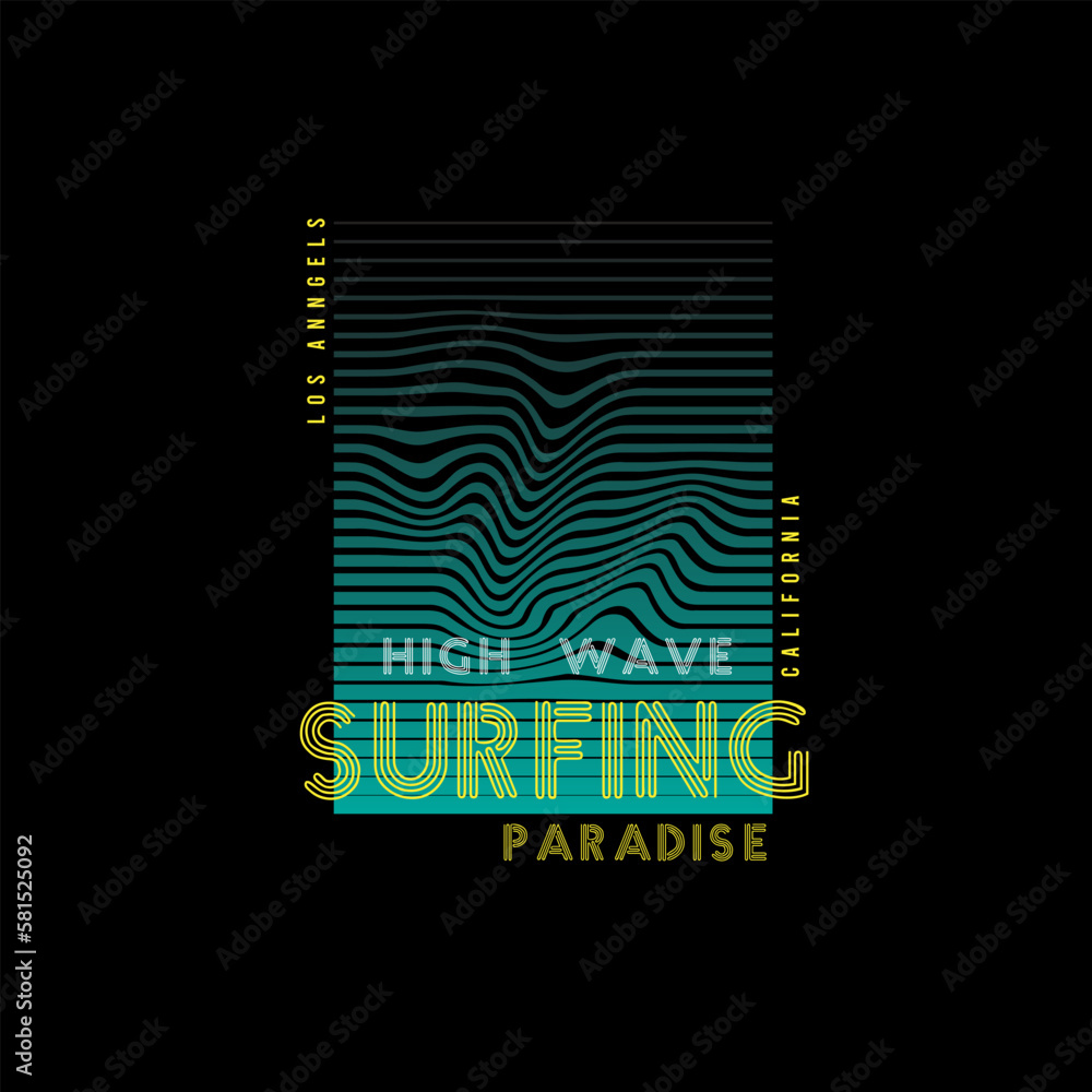 Surfing Paradise wave t shirt print design vector Illustration, poster design Surfing Paradise wave t shirt print design vector Illustration, poster design