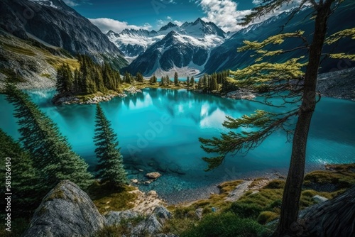 amazing alpine lake Champfer  which is azure. A strange and beautiful scene. Silvaplana Village  in the Maloja district of the Swiss canton of Graubunden  is a well known resort area. Europe. beauty i