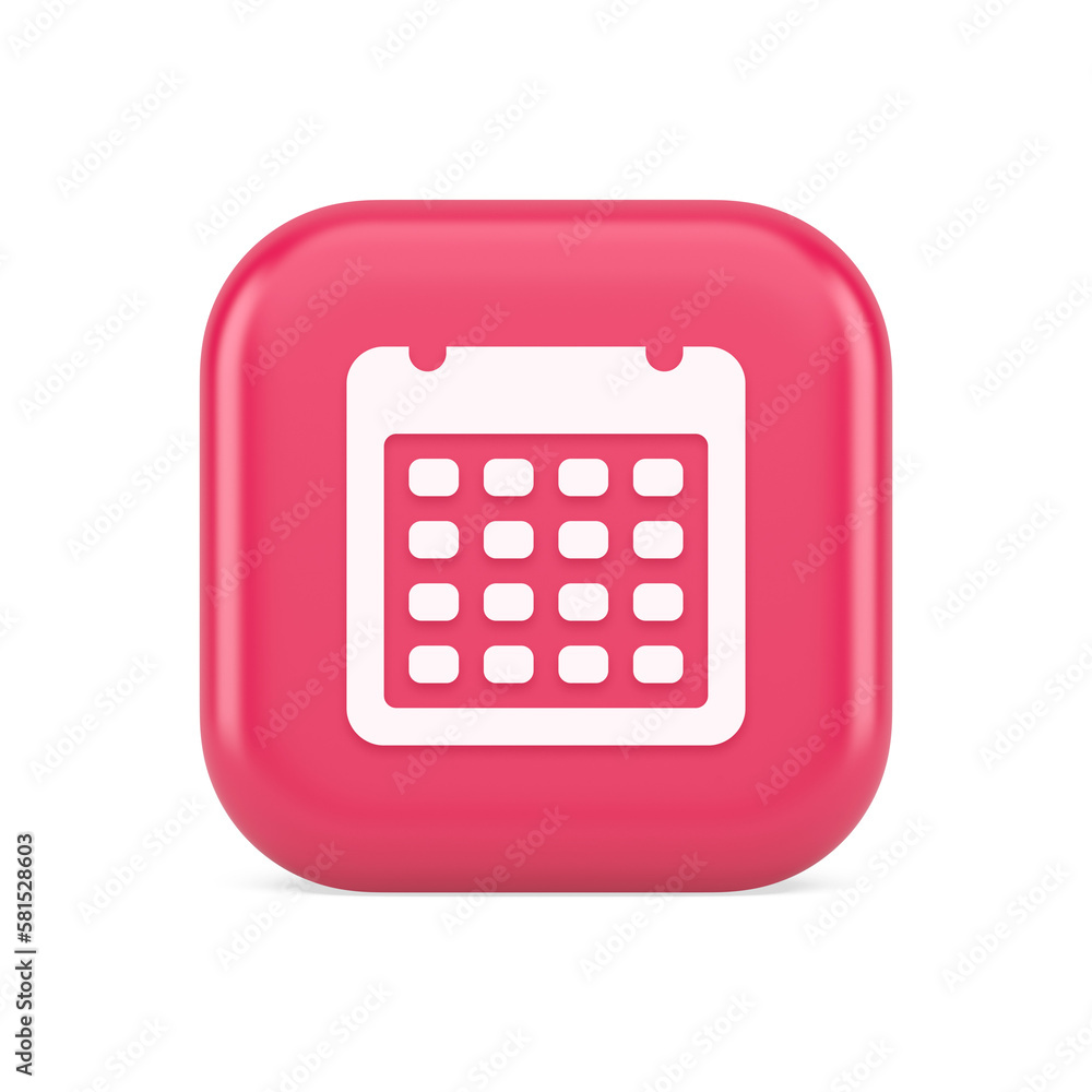 Calendar schedule button agenda event appointment reminder 3d realistic icon Calendar schedule button agenda event appointment reminder 3d realistic icon