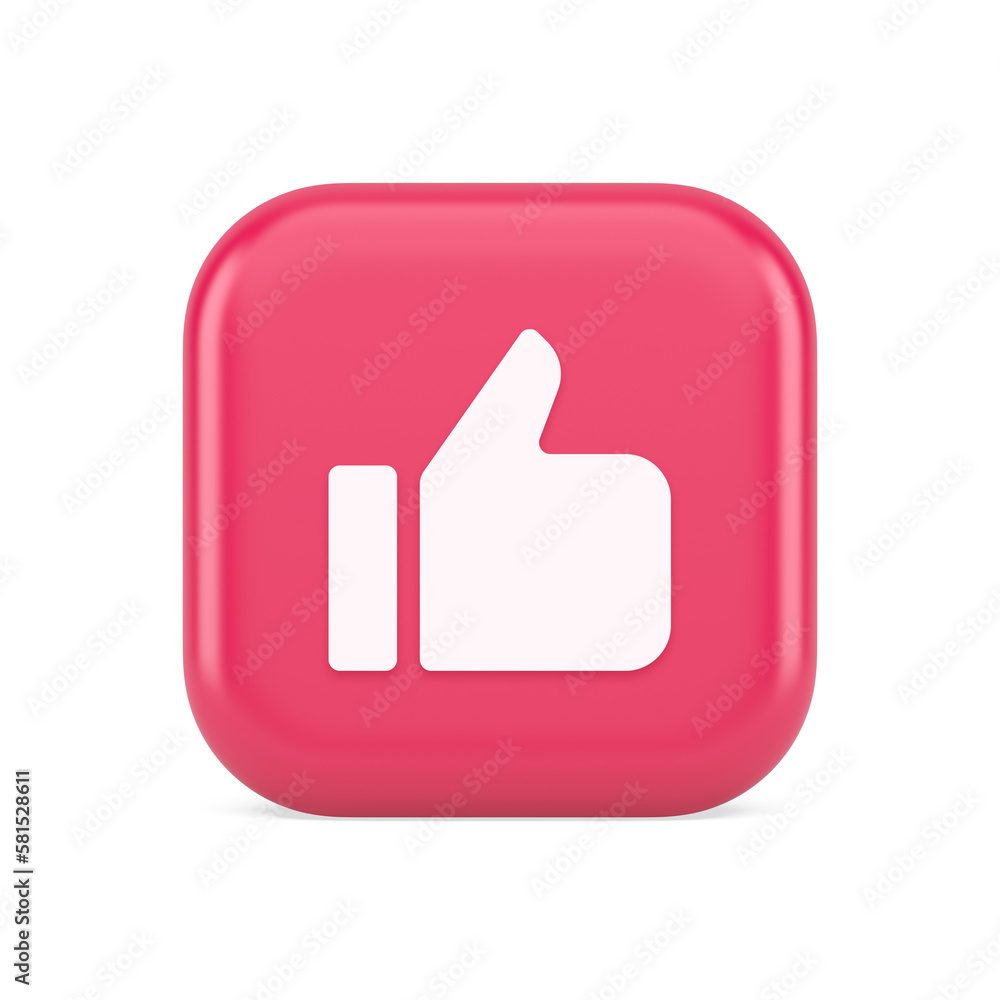 Like thumb up approve rating button confirmation cool website networking 3d realistic icon Like thumb up approve rating button confirmation cool website networking 3d realistic icon