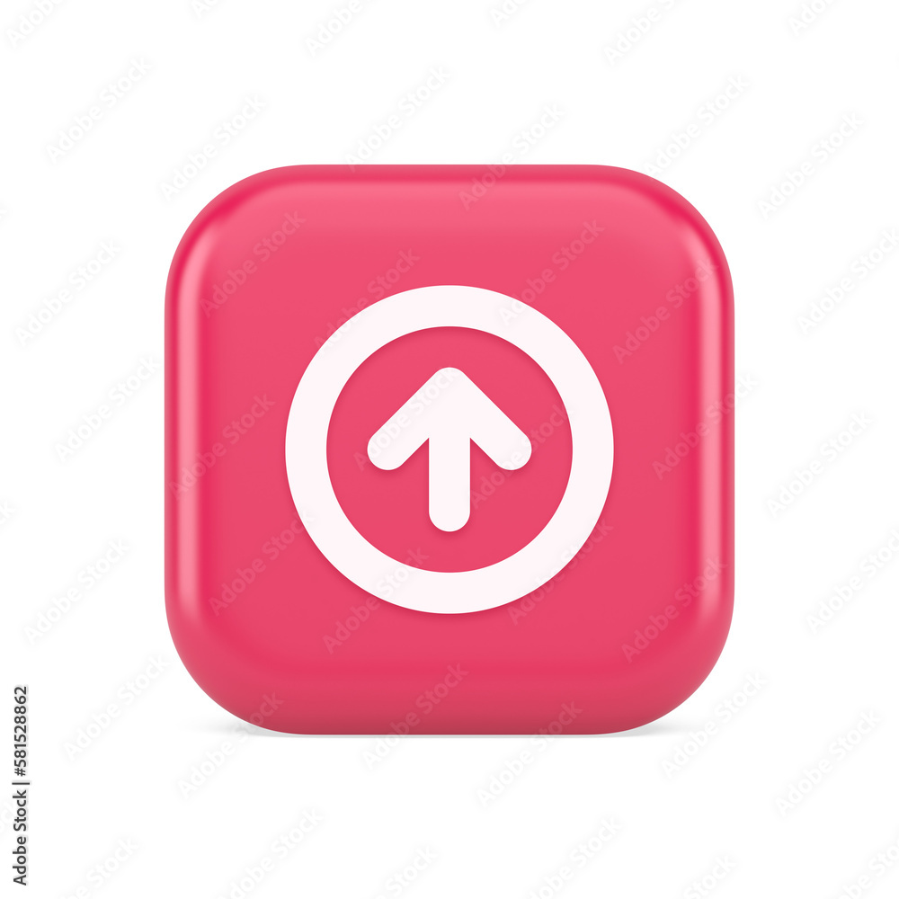 Up arrow round border button cyberspace navigation pointer 3d realistic icon Up arrow round border button cyberspace navigation pointer 3d realistic icon