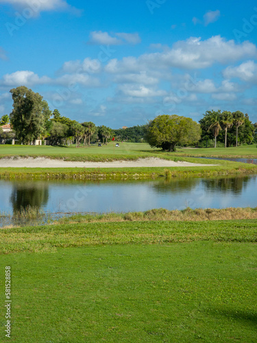 Nice hole on an American golf club in south Florida 