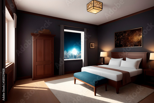 night room concept art illustrtion. Generative ai. © Oleg_Yakovlev