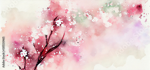 abstract japaneese lansdcape, pink tones of flowering sakura, lo-fi style photo