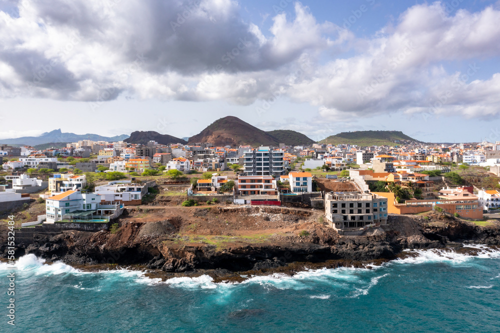 Fototapeta premium Aerial view of Cidadela in Praia - Santiago - Capital of Cape Verde Islands - Cabo Verde