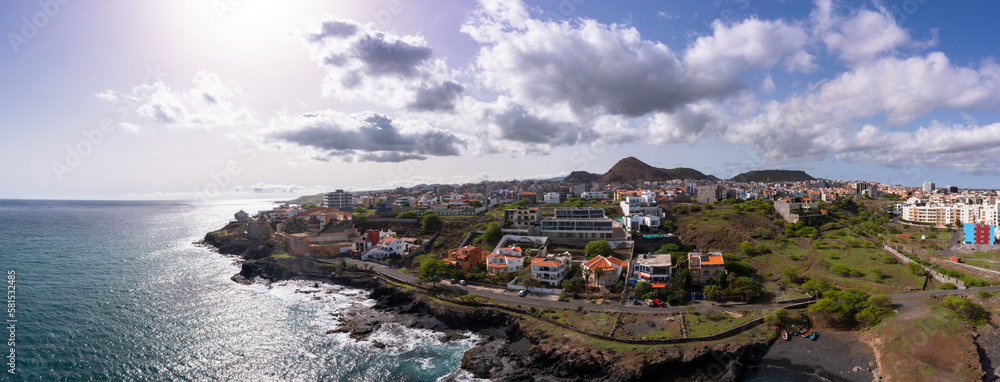 Aerial view of Cidadela in Praia  - Santiago - Capital of Cape Verde Islands - Cabo Verde