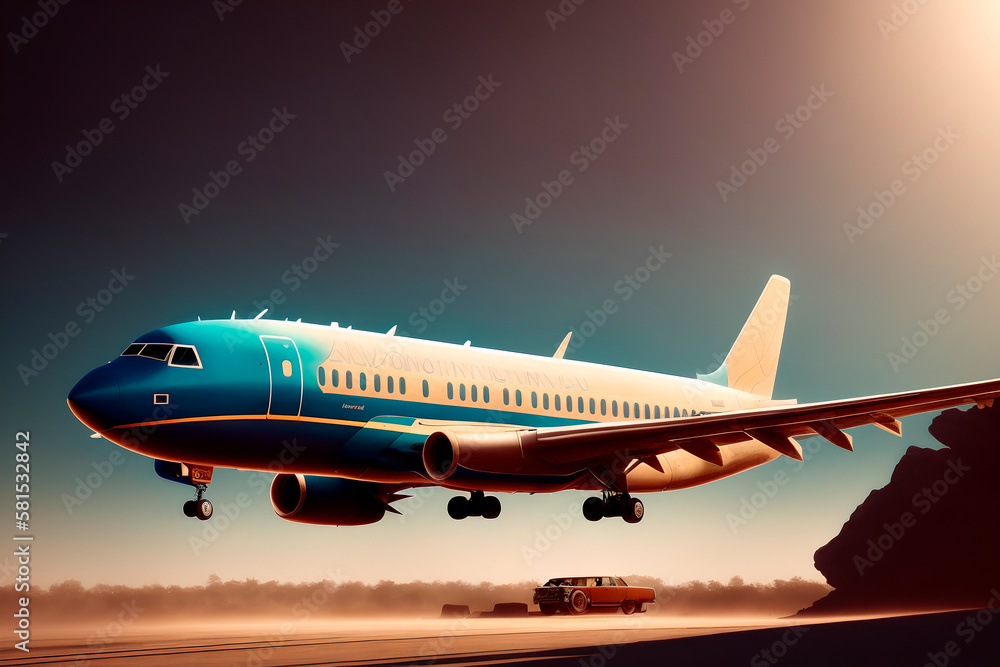 plane concept art illustrtion. Generative ai. plane concept art illustrtion. Generative ai.