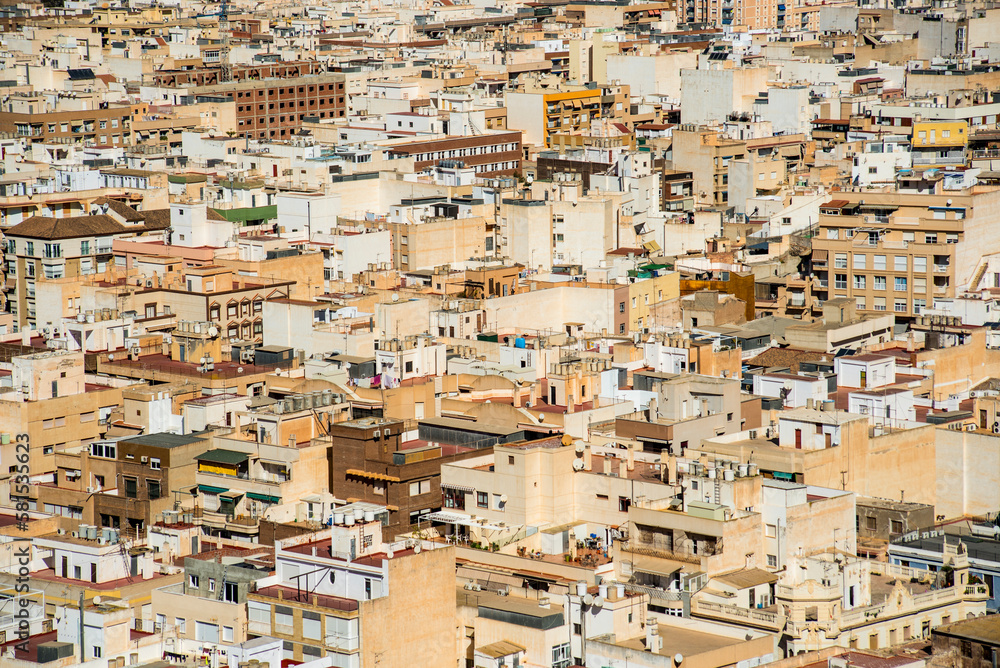 Aerial view of the city of Aguilas with windmill and monument, Spain Aerial view of the city of Aguilas with windmill and monument, Spain
