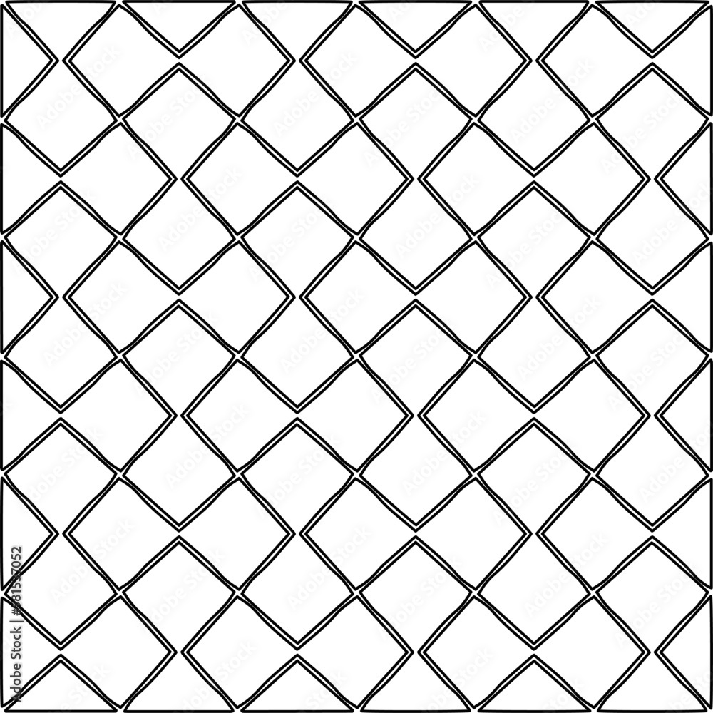 Fototapeta premium Stylish texture with figures from lines.Abstract geometric black and white pattern for web page, textures, card, poster, fabric, textile. Monochrome graphic repeating design. 