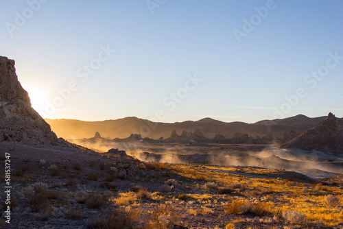 Fototapeta Naklejka Na Ścianę i Meble -  Trona Pinnacles during sunset in the Mojave Desert of California.