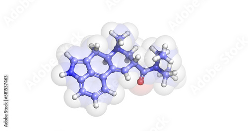 LSD, lysergic acid diethylamide, hallucinogen, 3D molecule 4K  photo