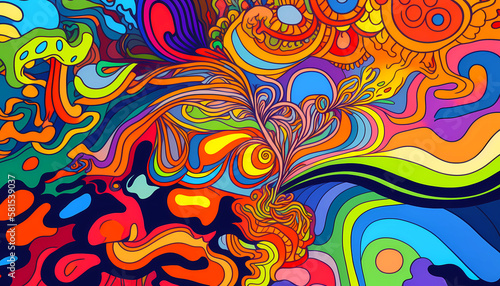 abstract psychedelic colorful dream wallpaper, created with generative ai