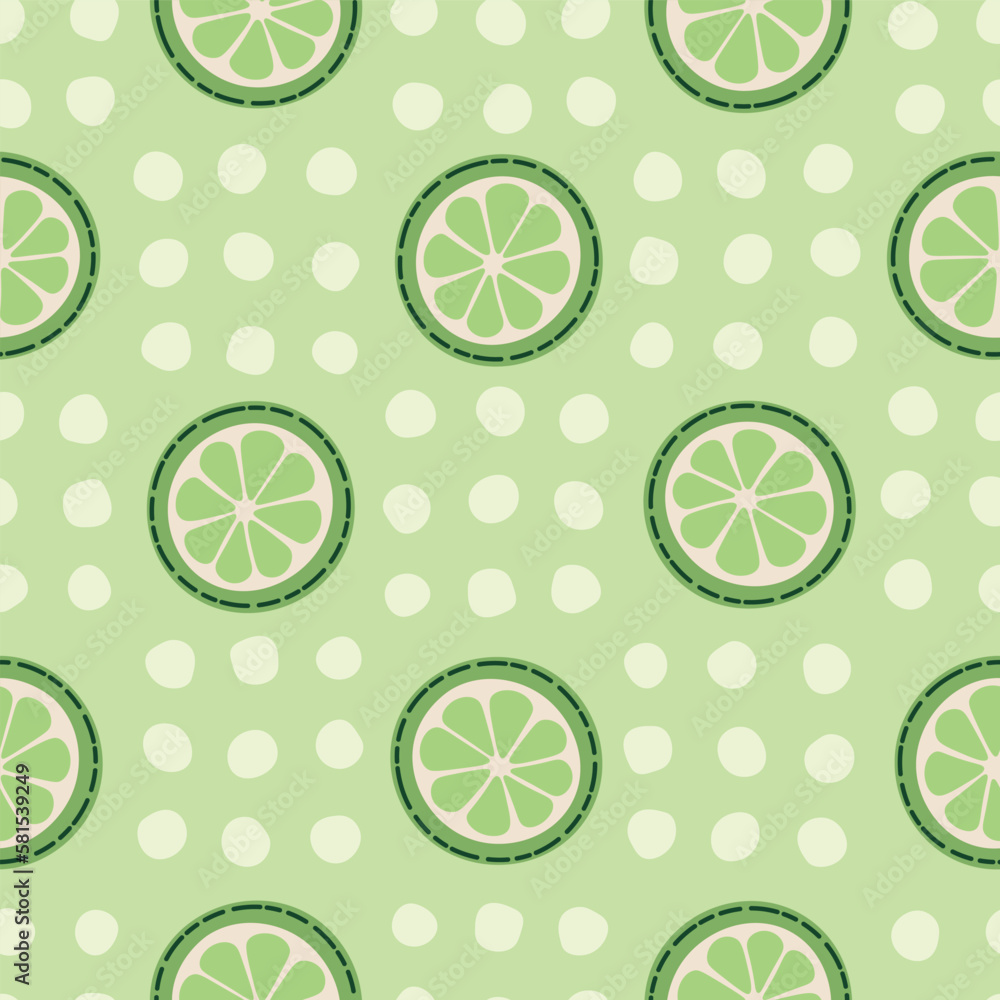 Green Limes Seamless Vector Repeat Pattern