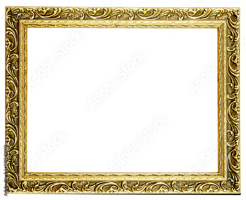 Obraz na plátne Golden wooden frame on transparent background (PNG File)