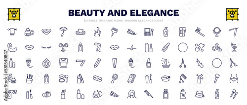 set of beauty and elegance thin line icons. beauty and elegance outline icons such as folded towel, face mask, straight razor, 1642645100876100-28.eps,,,,,, electric shaver, nail file, mascara, face