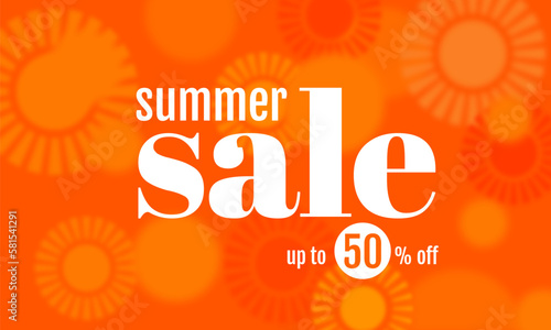 decorative composition with the inscription "SUMMER SALE up to 50% off" on an orange background in white letters