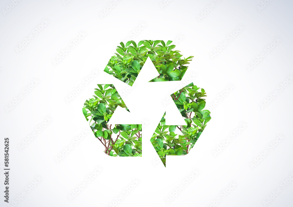 Ecosystem Restoration, environment day concept 2023 tree background. Recycle icon paper cut banner with green forest. Eco-friendly recycling symbol, Ecology project concept. Ecosystem Restoration, environment day concept 2023 tree background. Recycle icon paper cut banner with green forest. Eco-friendly recycling symbol, Ecology project concept.