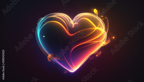 heart love romance symbol icon with dark background Generative AI, Generativ, KI