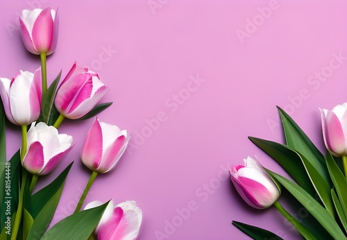 pink tulips on pink background  Generative Ai