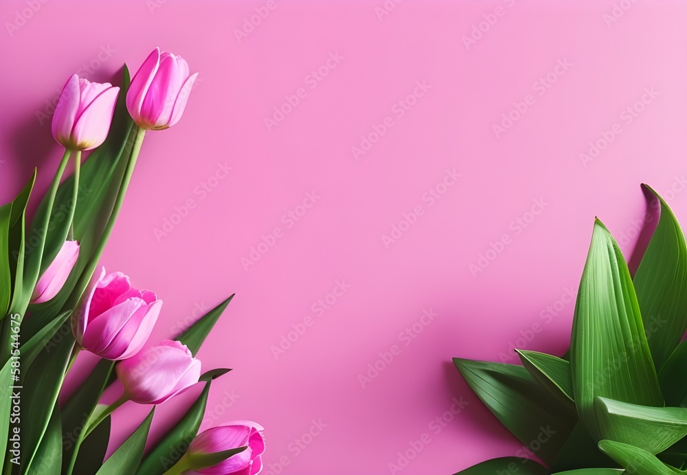 pink tulips on pink background, Generative Ai pink tulips on pink background, Generative Ai