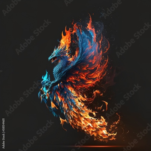 Fire dragon, medieval fantasy, generative ai