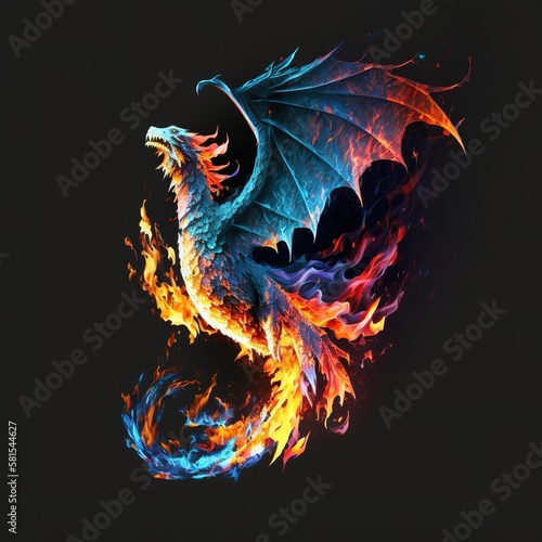 Red dragon, medieval fantasy, generative ai