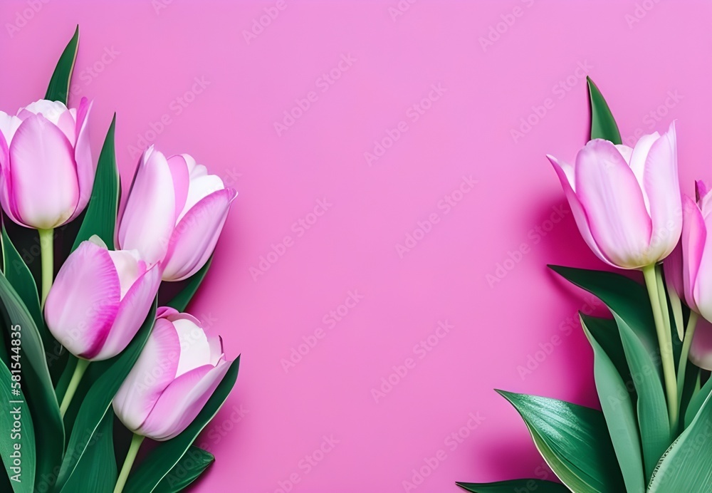 pink tulips on pink background, Generative Ai pink tulips on pink background, Generative Ai