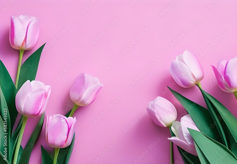 pink tulips on pink background, Generative Ai pink tulips on pink background, Generative Ai