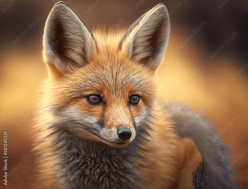 Fox Cub, Digital Art. Fox Cub, Digital Art.