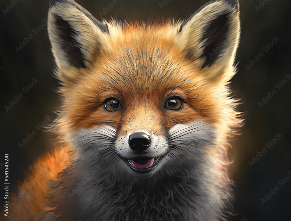 Fox Cub, Digital Art. Fox Cub, Digital Art.