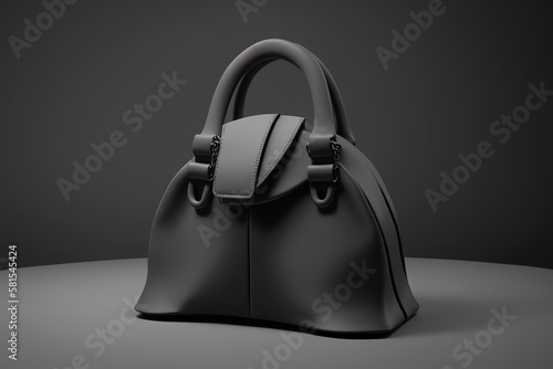 Female Modern Minimalistic Black Handbag. Fashion handbag. Generative AI