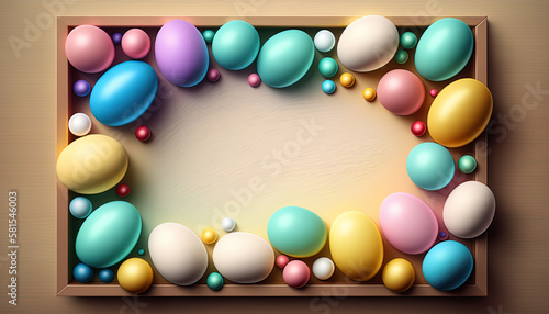 Frames for text  Easter  birthday party  invitation  banner  text space  copy space  colorful  fun  greetings  generative AI