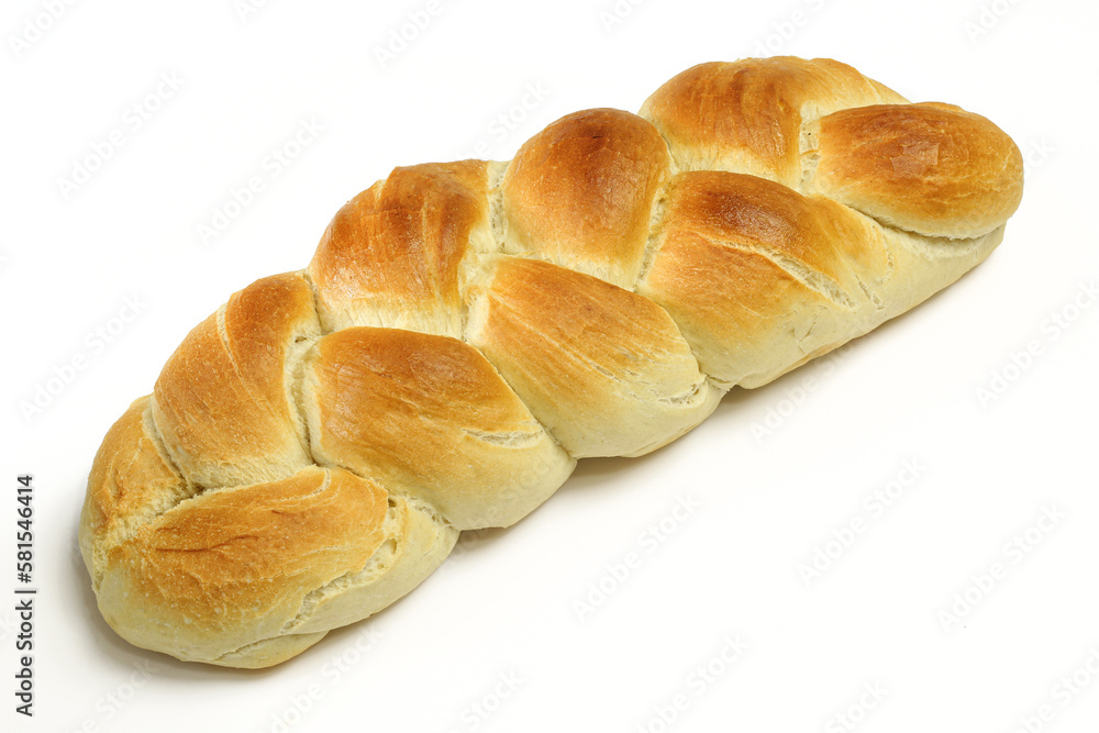 Braided pastry bun isolated on white background