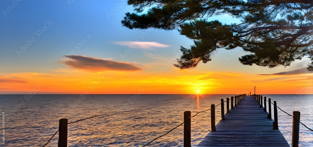 Obraz premium sunset over the sea, Generative Ai