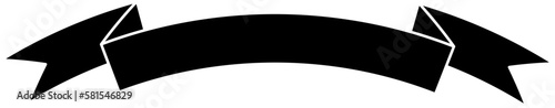 Black ribbon isolated on white element for design. Vector illustration.