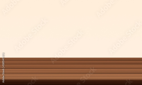 Wallpaper Mural Dark wooden floor planks, perspective view, white wall background. Horizontal line pattern oak parquet. Product presentation podium. Empty timber bar counter. Isolated table top mockup Torontodigital.ca