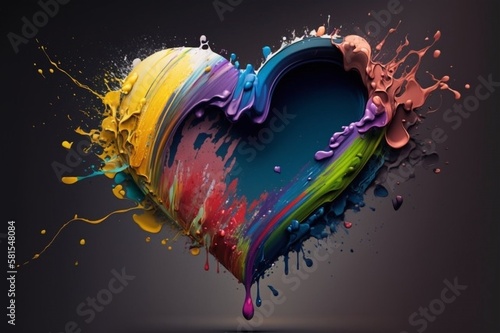 Colorful heart with paint splashes