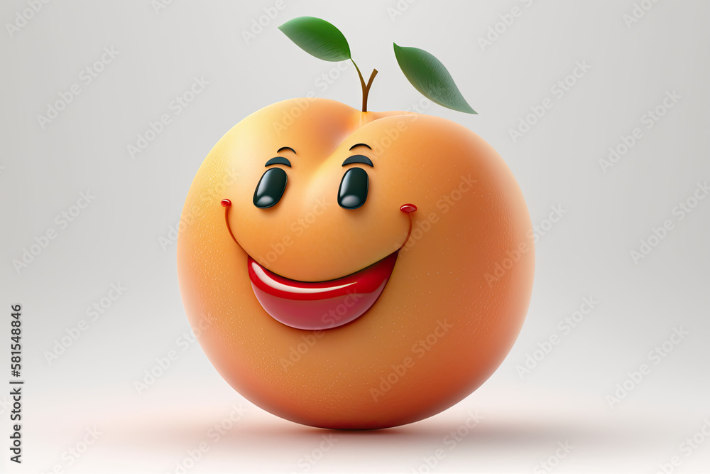 Peach with a smiling face, generative ai Peach with a smiling face, generative ai