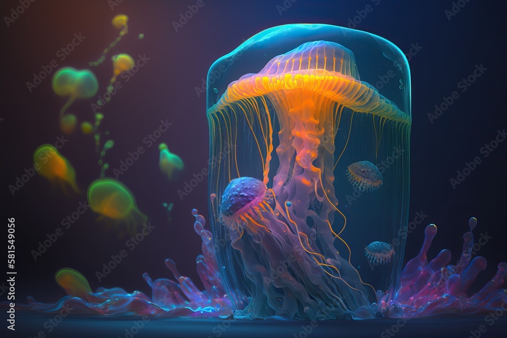 Glowing jellyfish. AI Generative Glowing jellyfish. AI Generative