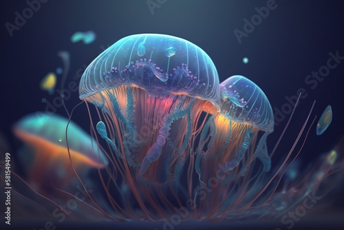 Wallpaper Mural Glowing jellyfish. AI Generative Torontodigital.ca