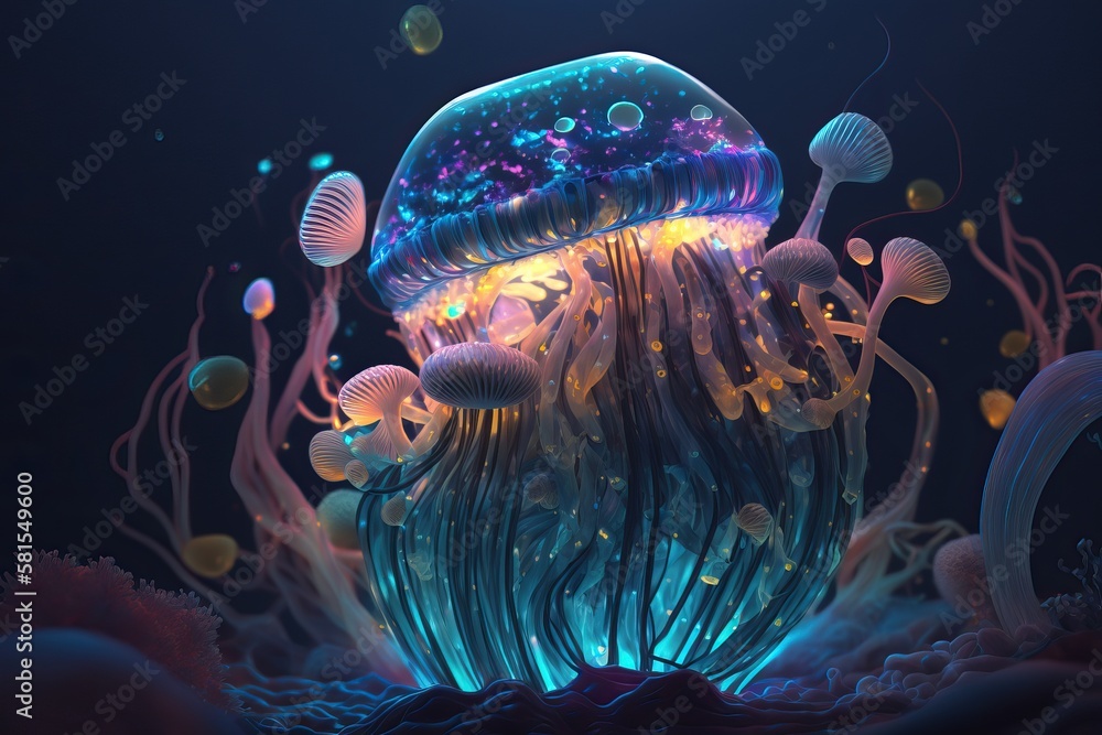 Naklejka premium Glowing jellyfish