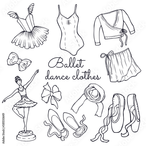 Ballet dance clothes set illustration drawn by hand photo