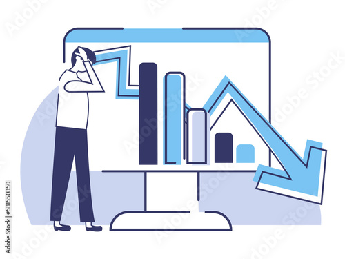 business person with recession graph and Recession chart