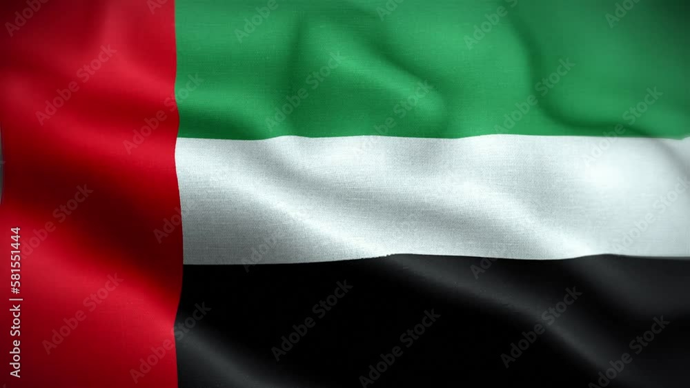4K Textured Flag of United Arab Emirates Animation Stock Video - Emirati Flag Waving in Loop - Highly Detailed UAE Flag Stock Video