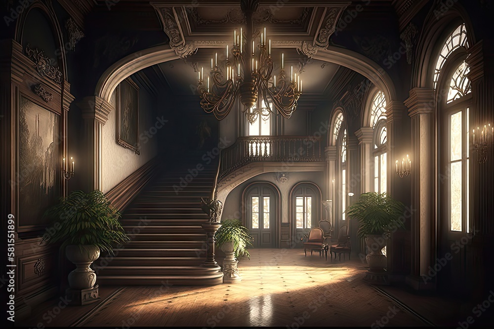 Entrance Hall in Victorian Style 4. Generative AI