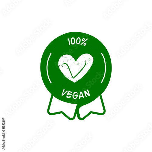 100% Vegan vector badge icon.
